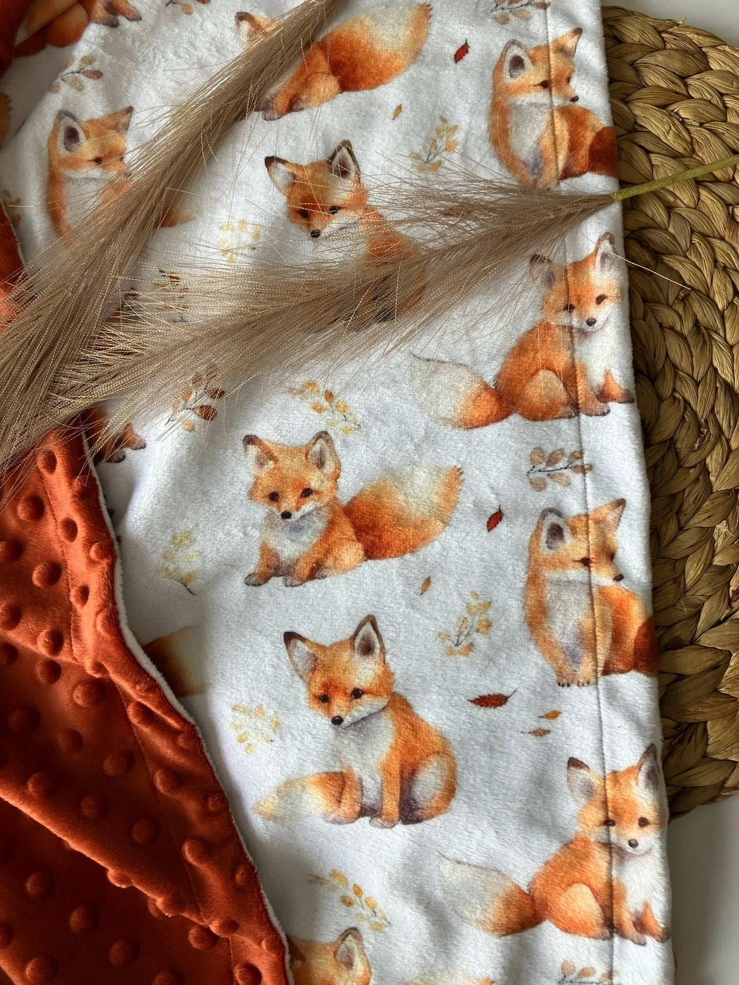 Couverture douce en minky - Renards - Bébé bonheur