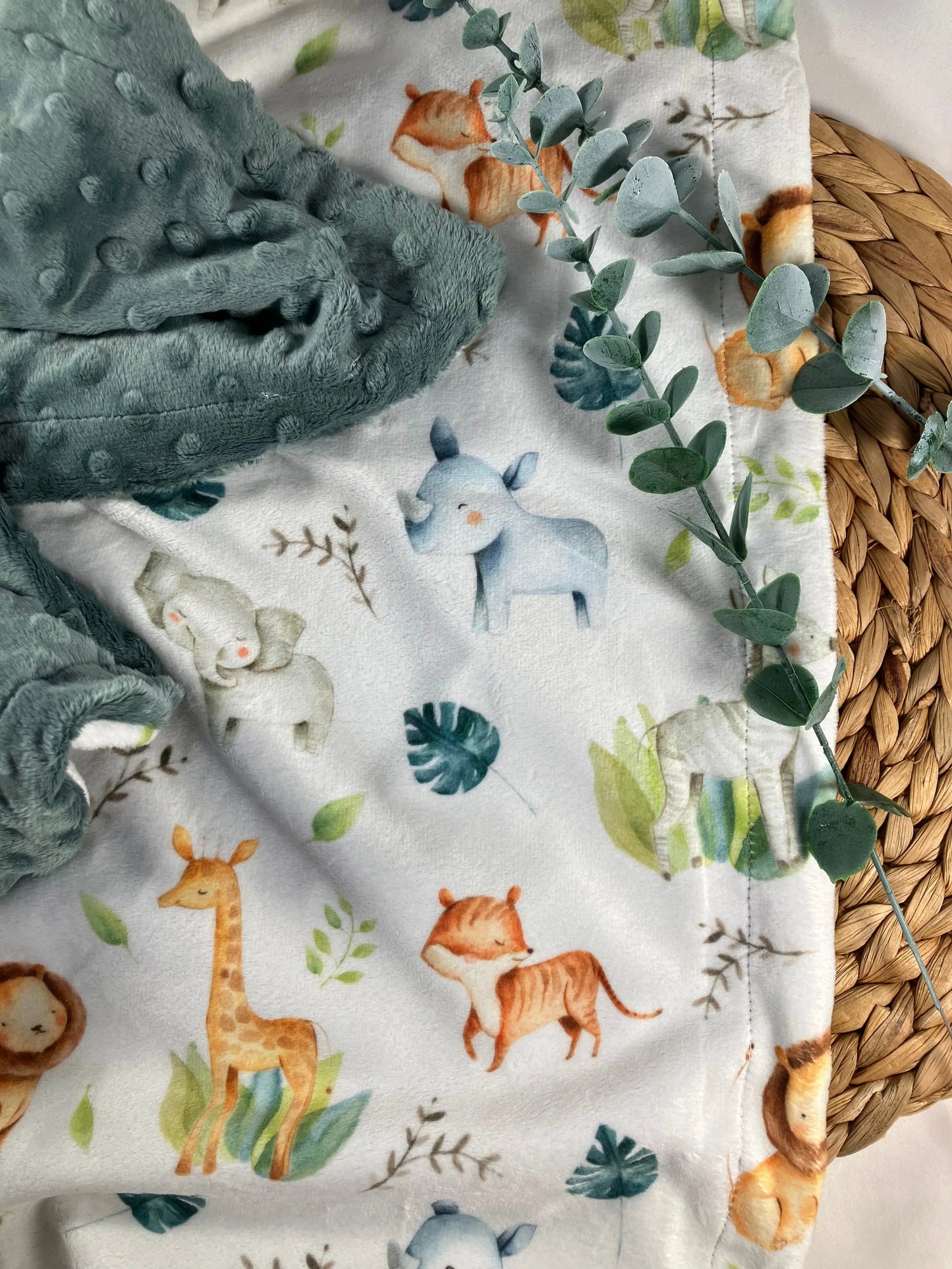 Couverture douce en minky - Safari - Bébé bonheur