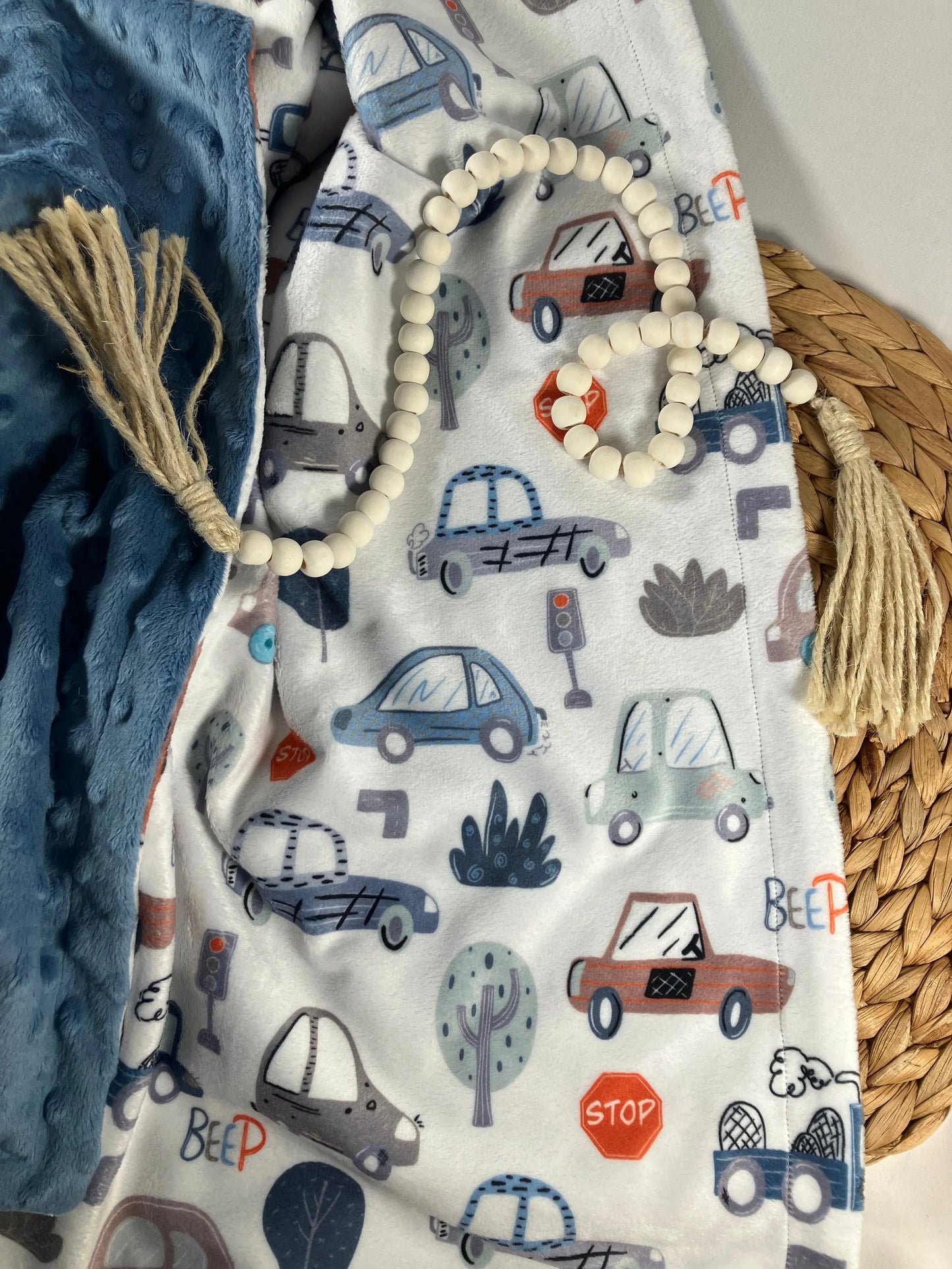 Couverture douce en minky - Petites voitures - Bébé bonheur