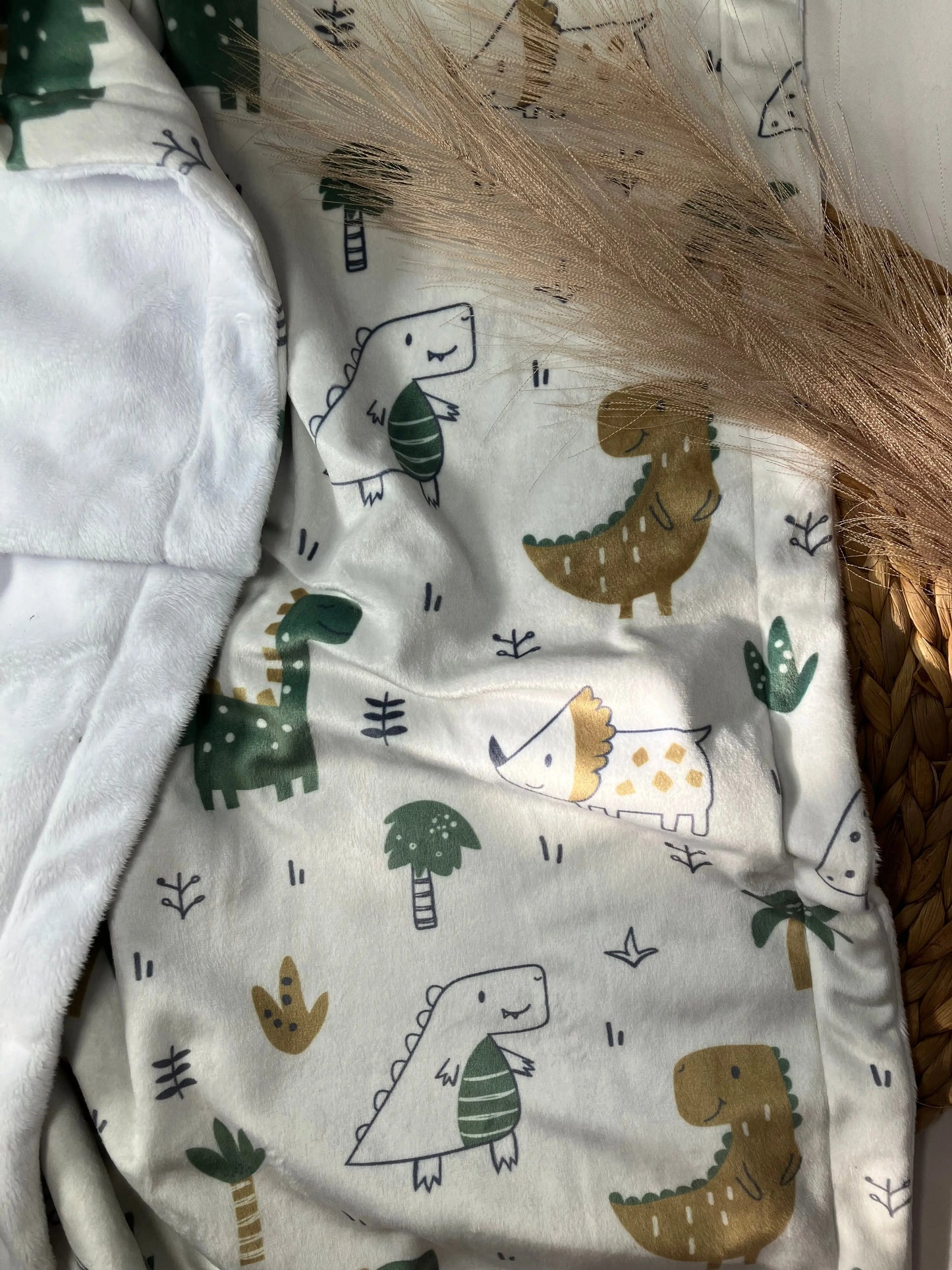 Couverture douce en minky - Dinosaures - Bébé bonheur