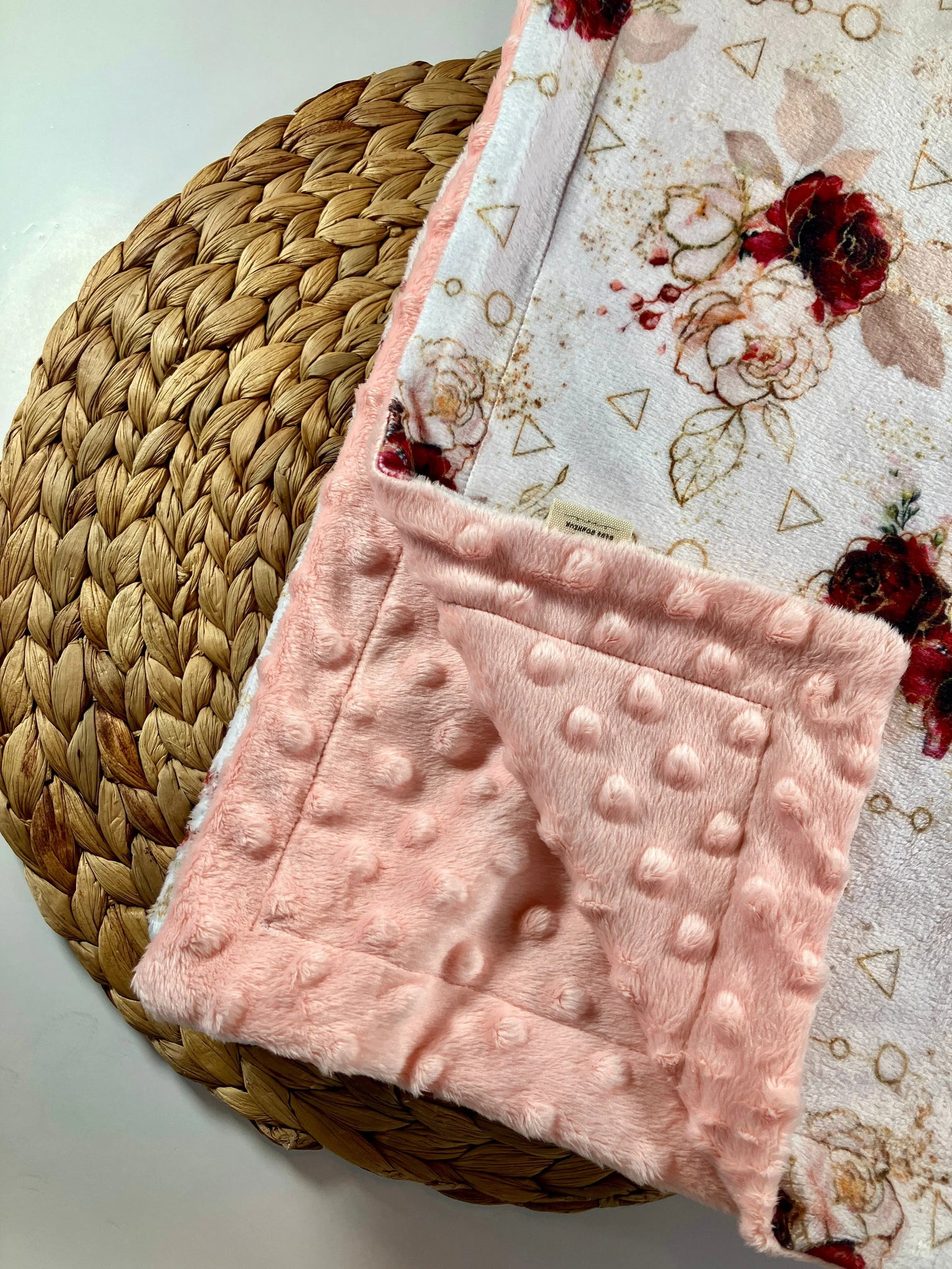 Couverture douce en minky - Fleurs géométriques - Bébé bonheur