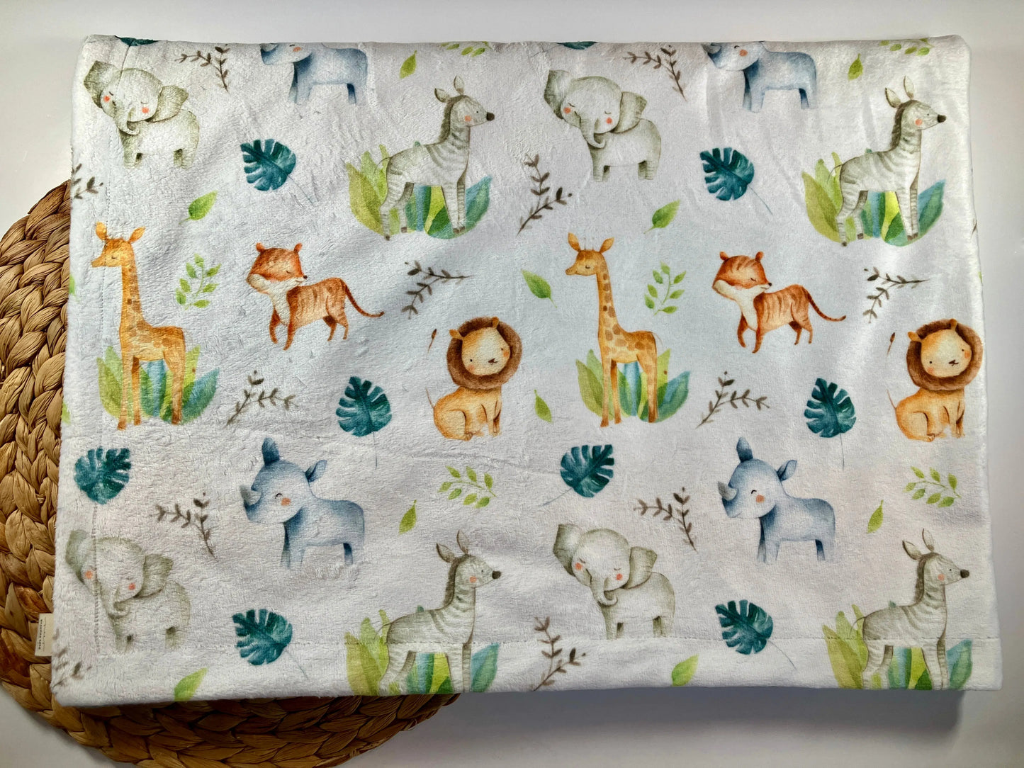 Couverture douce en minky - Safari - Bébé bonheur