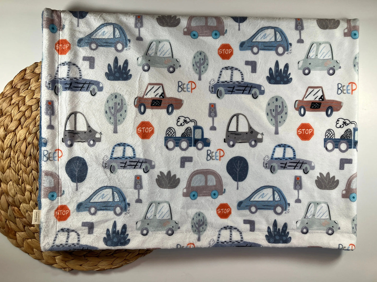 Couverture douce en minky - Petites voitures - Bébé bonheur