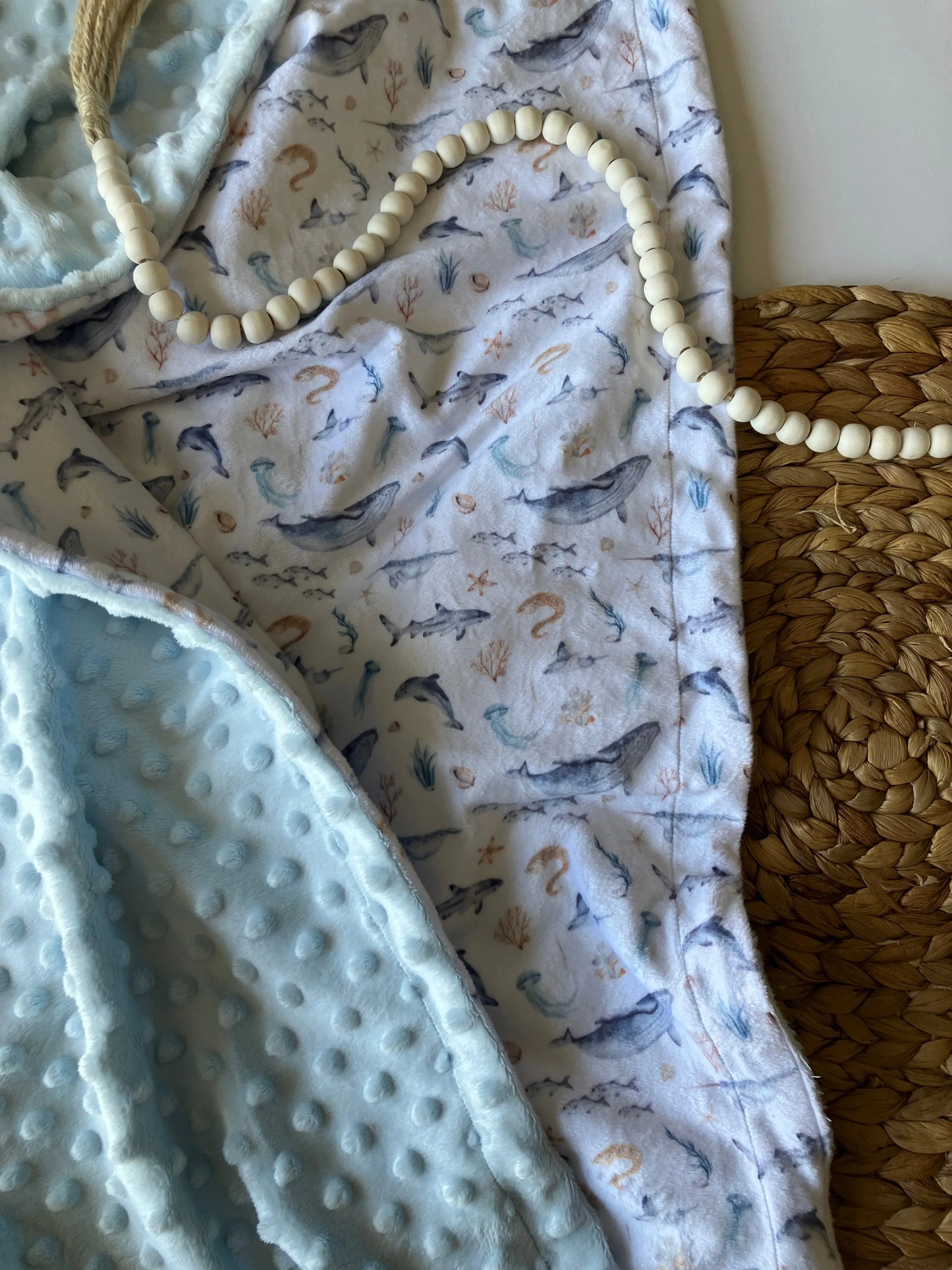 Couverture douce en minky - Animaux marins - Bébé bonheur