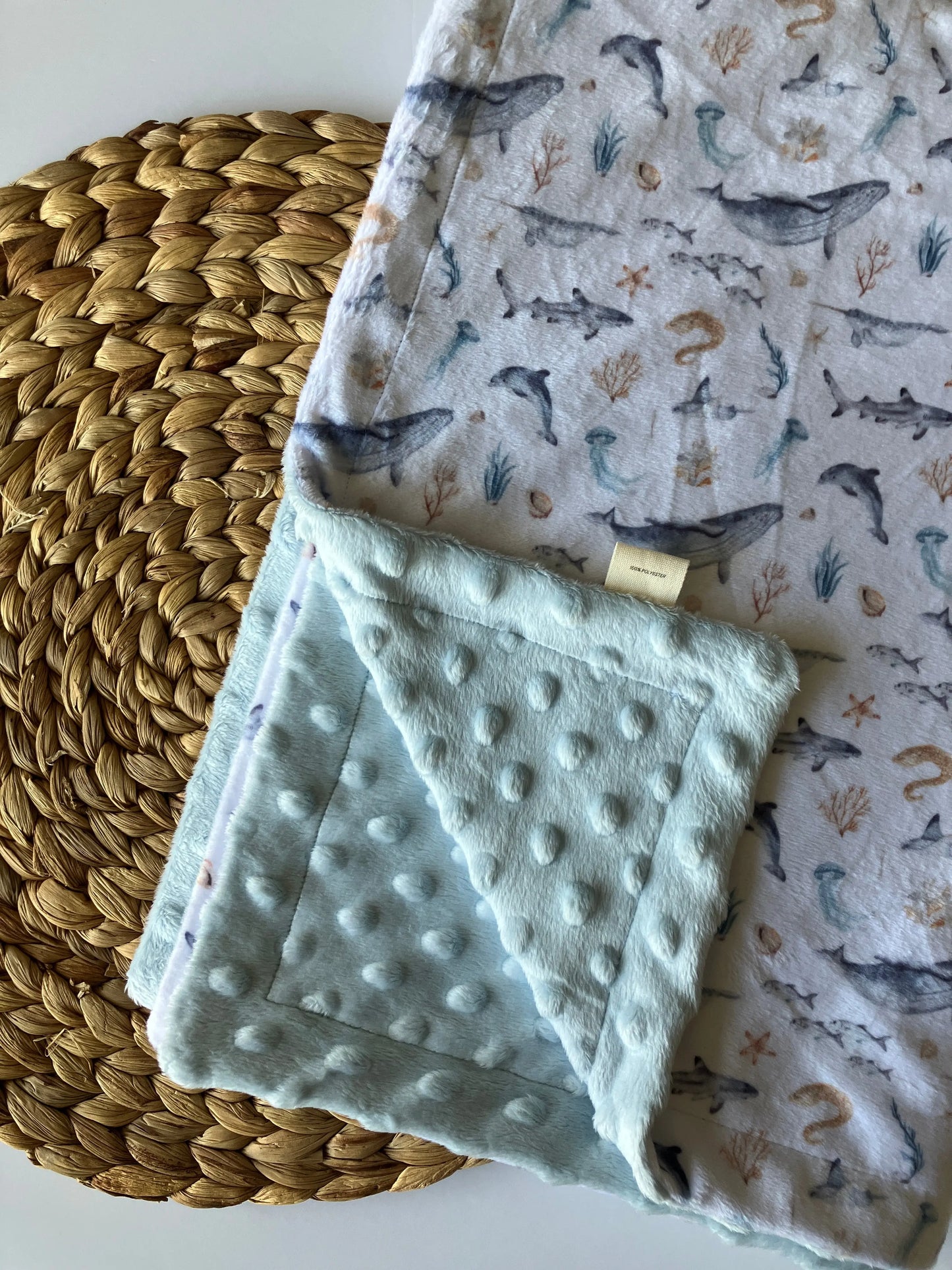 Couverture douce en minky - Animaux marins - Bébé bonheur