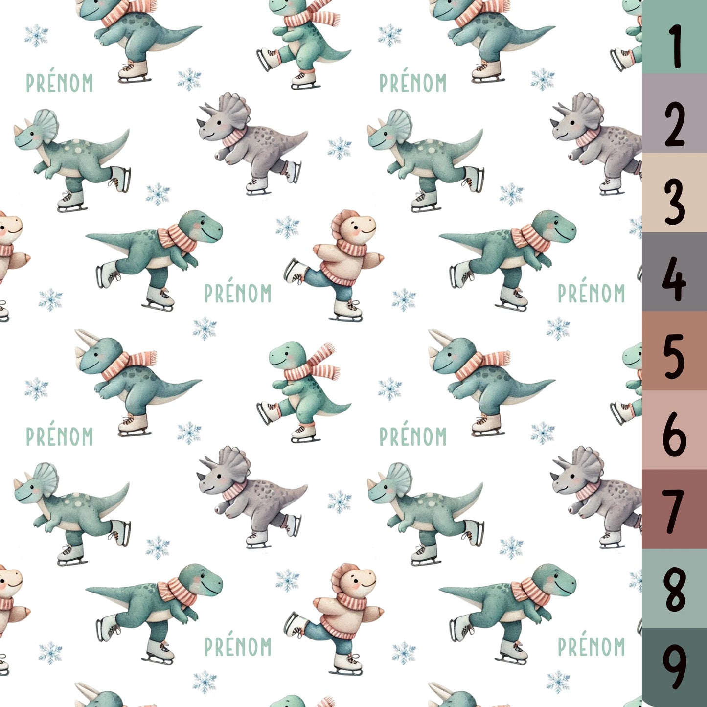 Couverture douce en squish personnalisée - Dinosaures et patins - Bébé bonheur