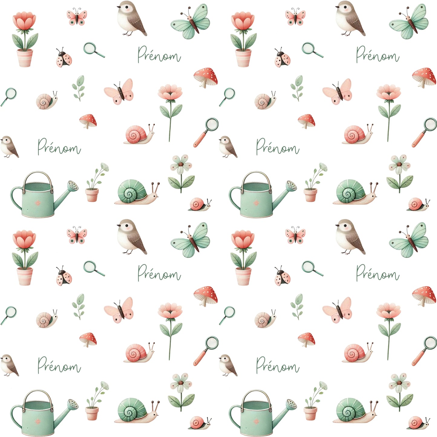 Couverture douce en squish personnalisée - Amis au jardin - Bébé bonheur