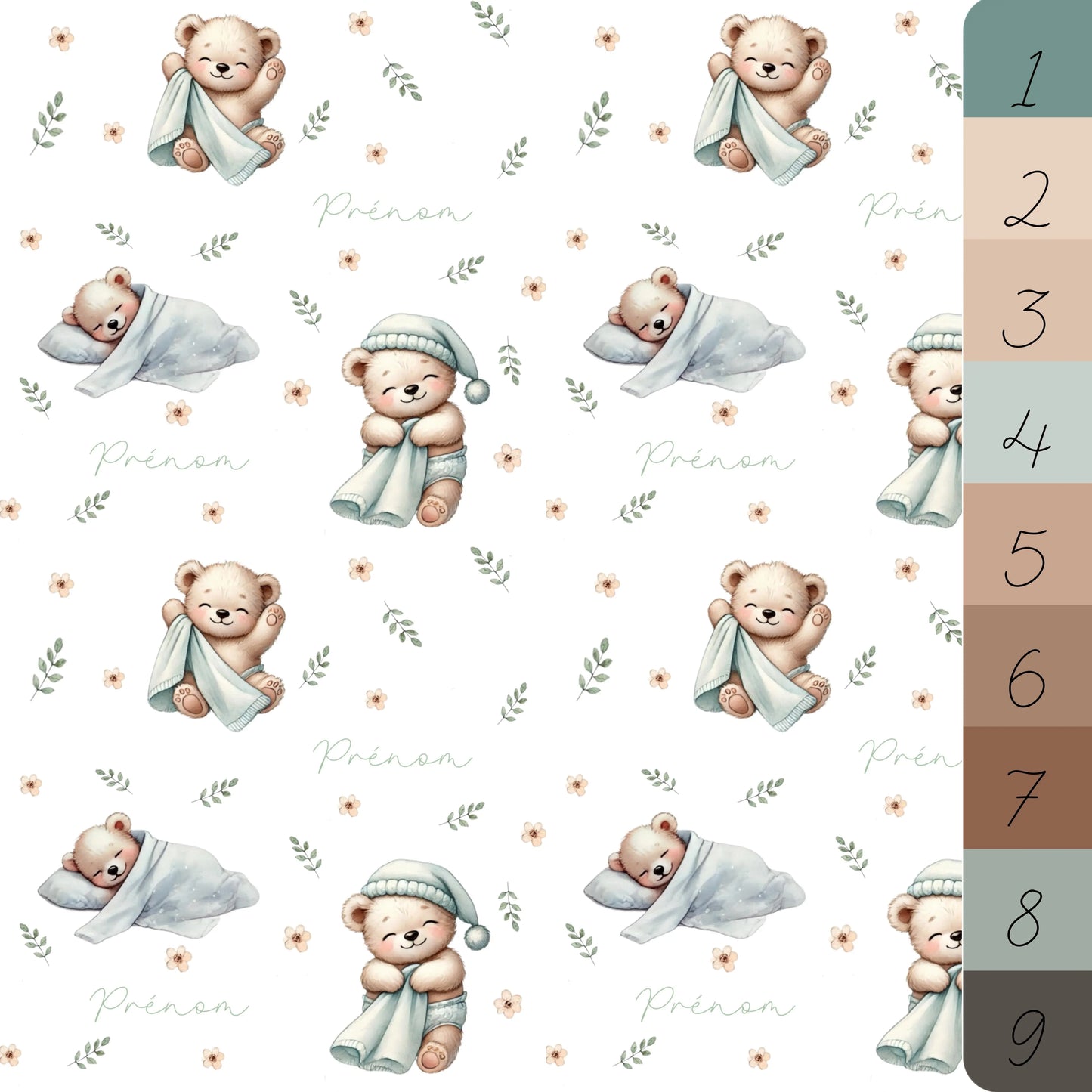 Couverture douce en squish personnalisée - Oursons endormis - Bébé bonheur