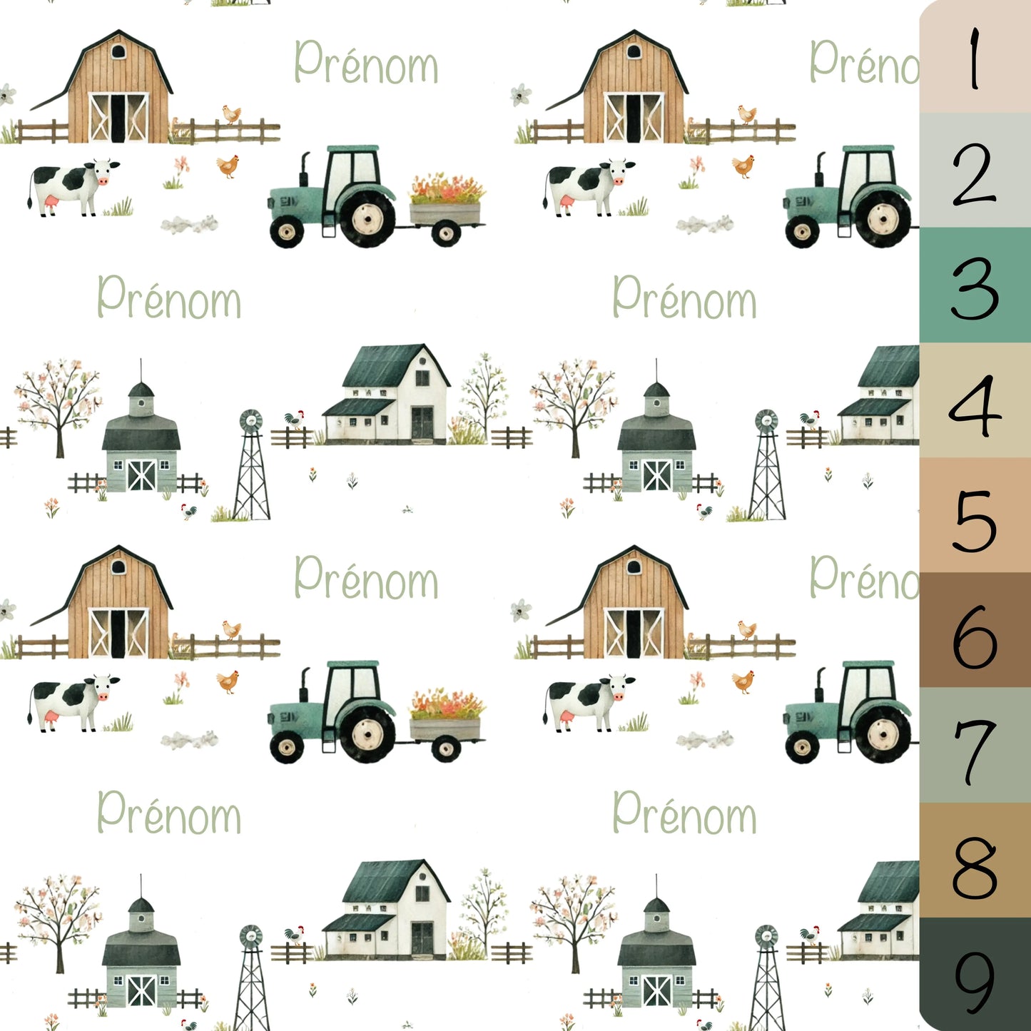 Couverture douce en squish personnalisée - Fermette - Bébé bonheur