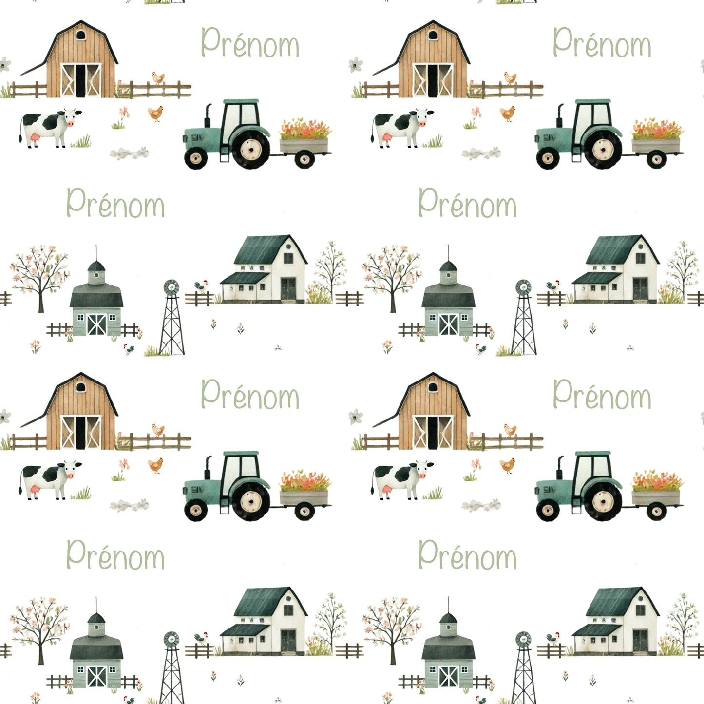 Couverture douce en squish personnalisée - Fermette - Bébé bonheur