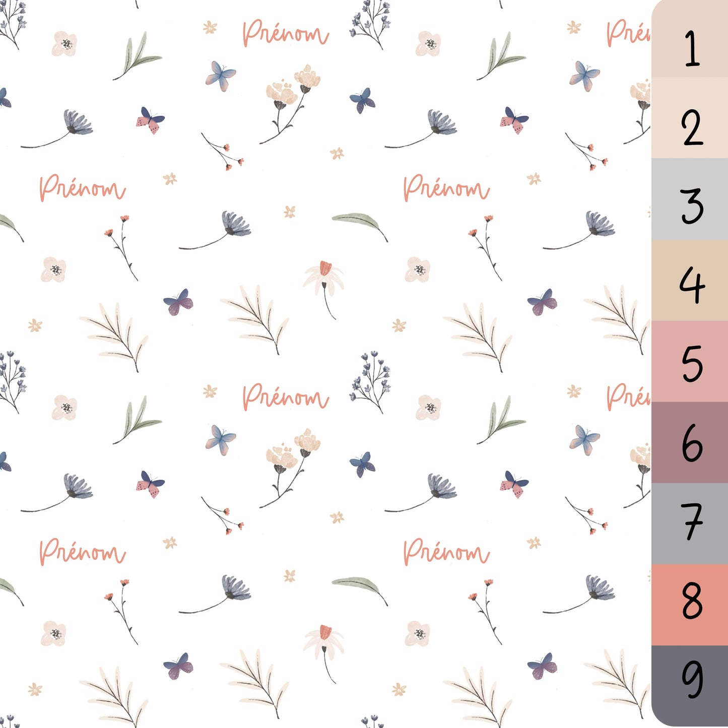 Couverture douce en squish personnalisée - Petites fleurs - Bébé bonheur