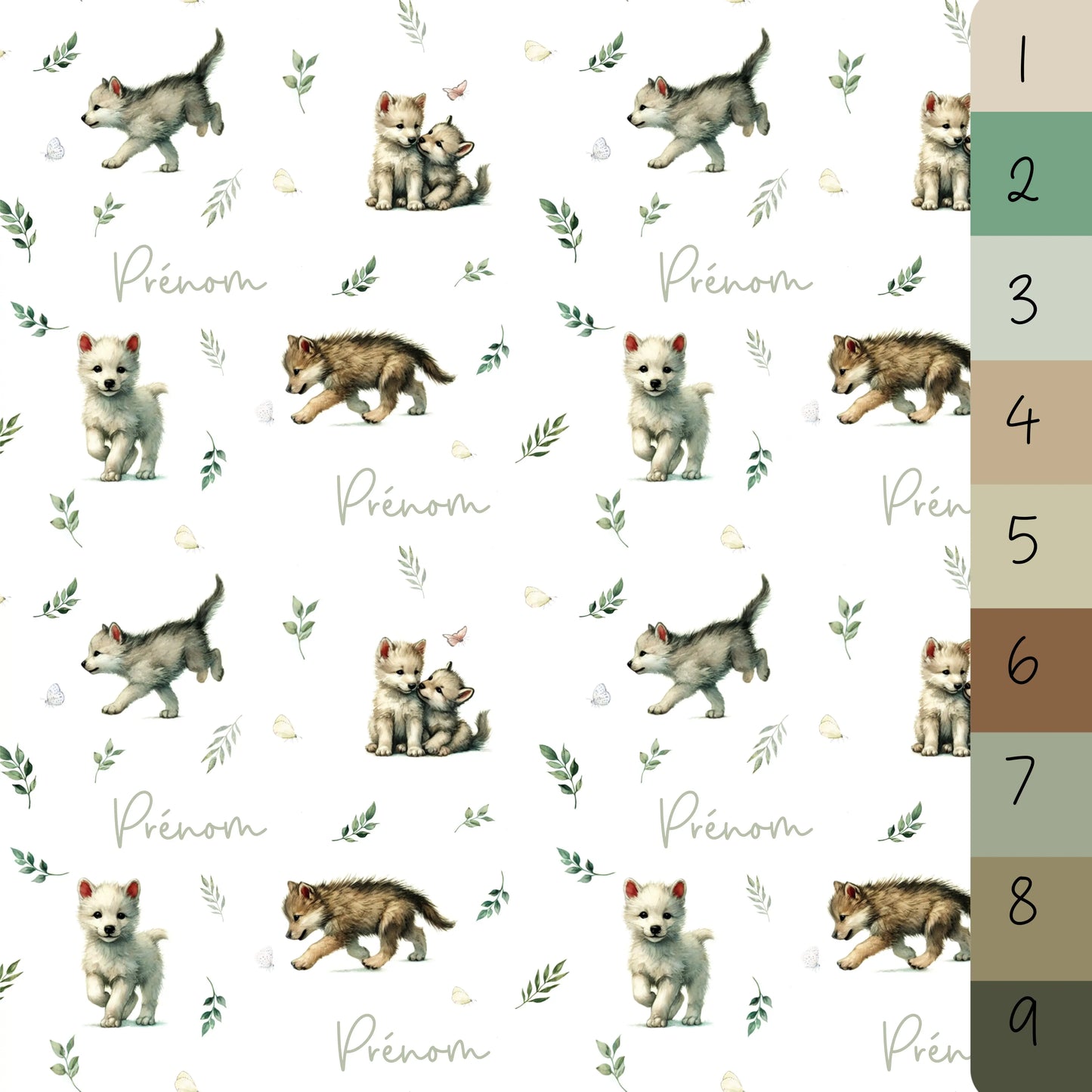 Couverture douce en squish personnalisée - Loups enjoués - Bébé bonheur