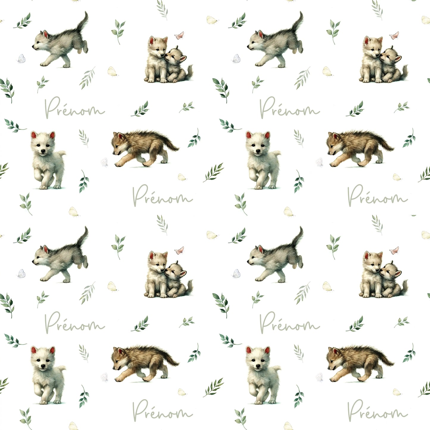 Couverture douce en squish personnalisée - Loups enjoués - Bébé bonheur
