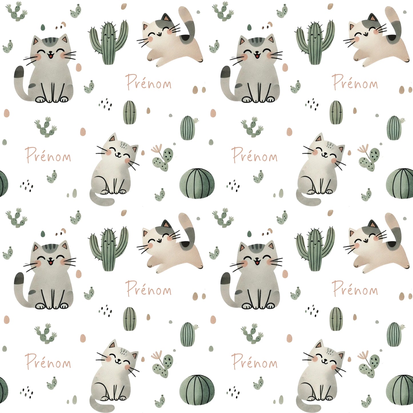 Couverture douce en squish personnalisée - Chatons et cactus - Bébé bonheur