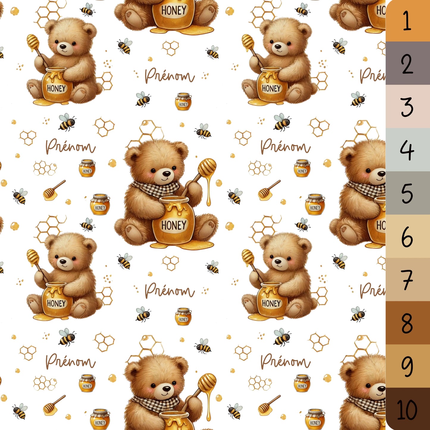 Couverture douce en squish personnalisée - Oursons et miel - Bébé bonheur