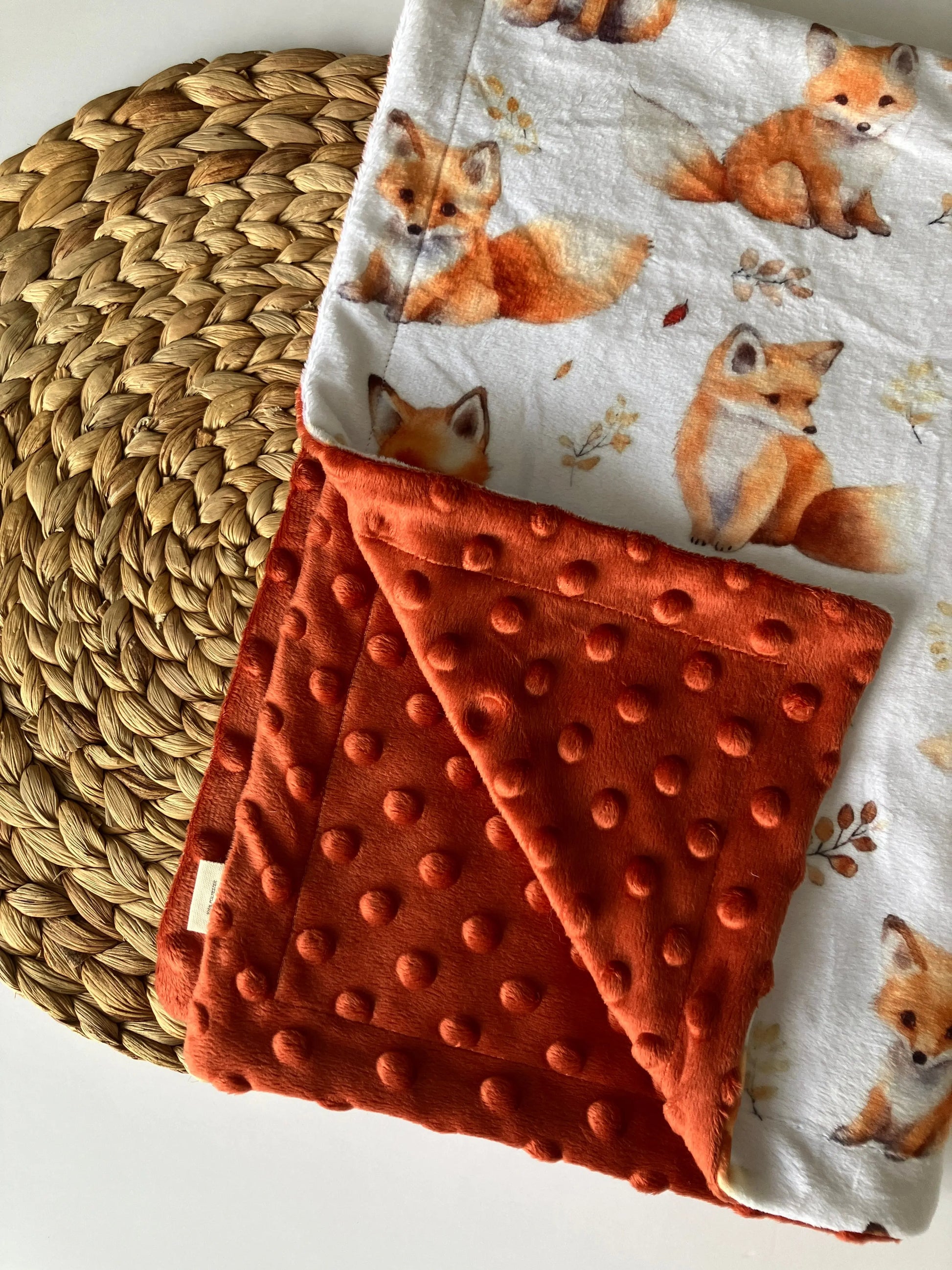 Couverture douce en minky - Renards - Bébé bonheur