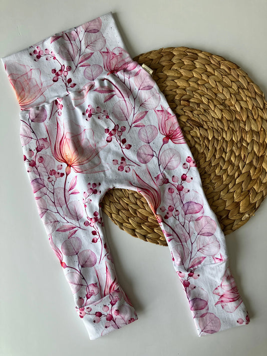 Pantalons évolutifs - Fleurs roses - Bébé bonheur