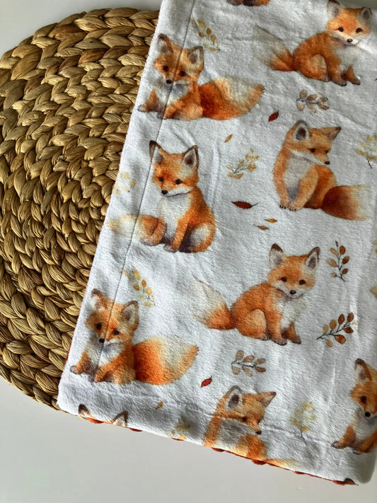 Couverture douce en minky - Renards - Bébé bonheur