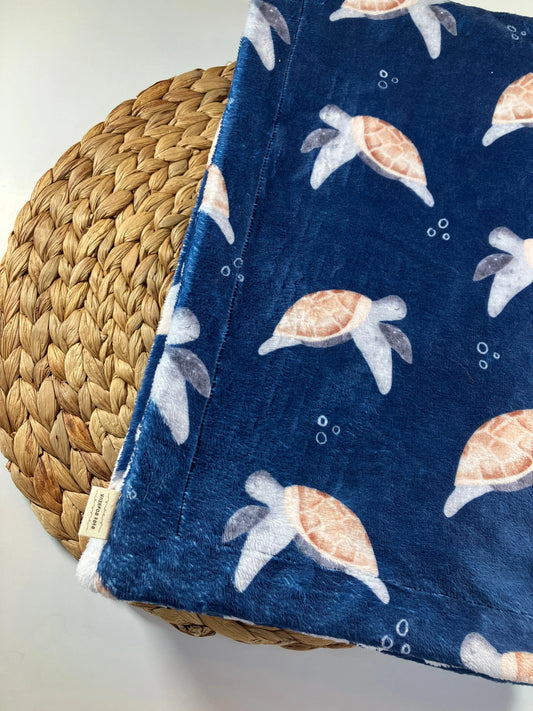 Couverture douce en minky - Tortues de mer - Bébé bonheur