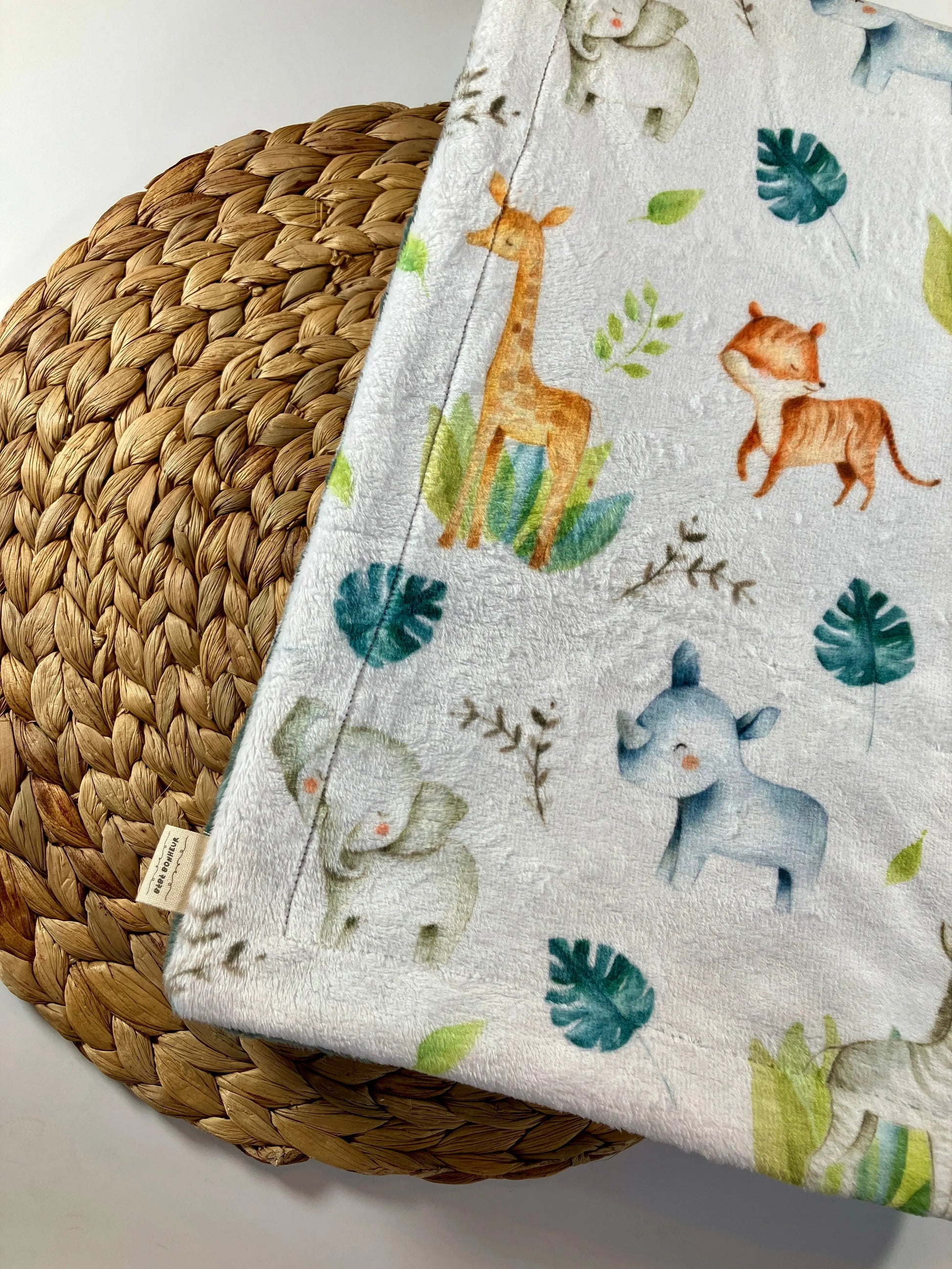 Couverture douce en minky - Safari - Bébé bonheur
