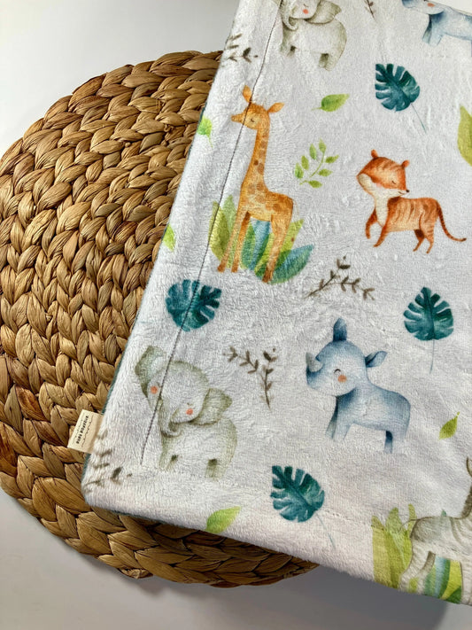 Couverture douce en minky - Safari - Bébé bonheur