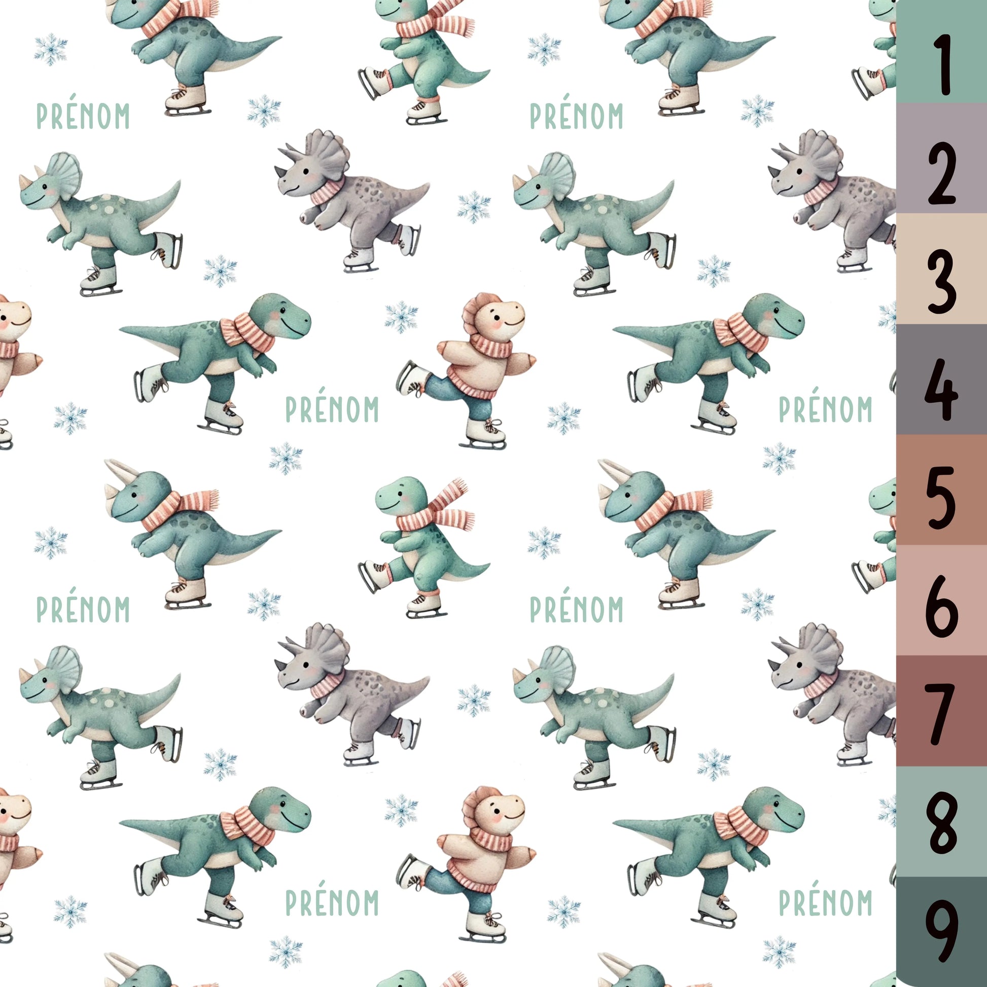 Couverture douce en squish personnalisée - Dinosaures et patins - Bébé bonheur