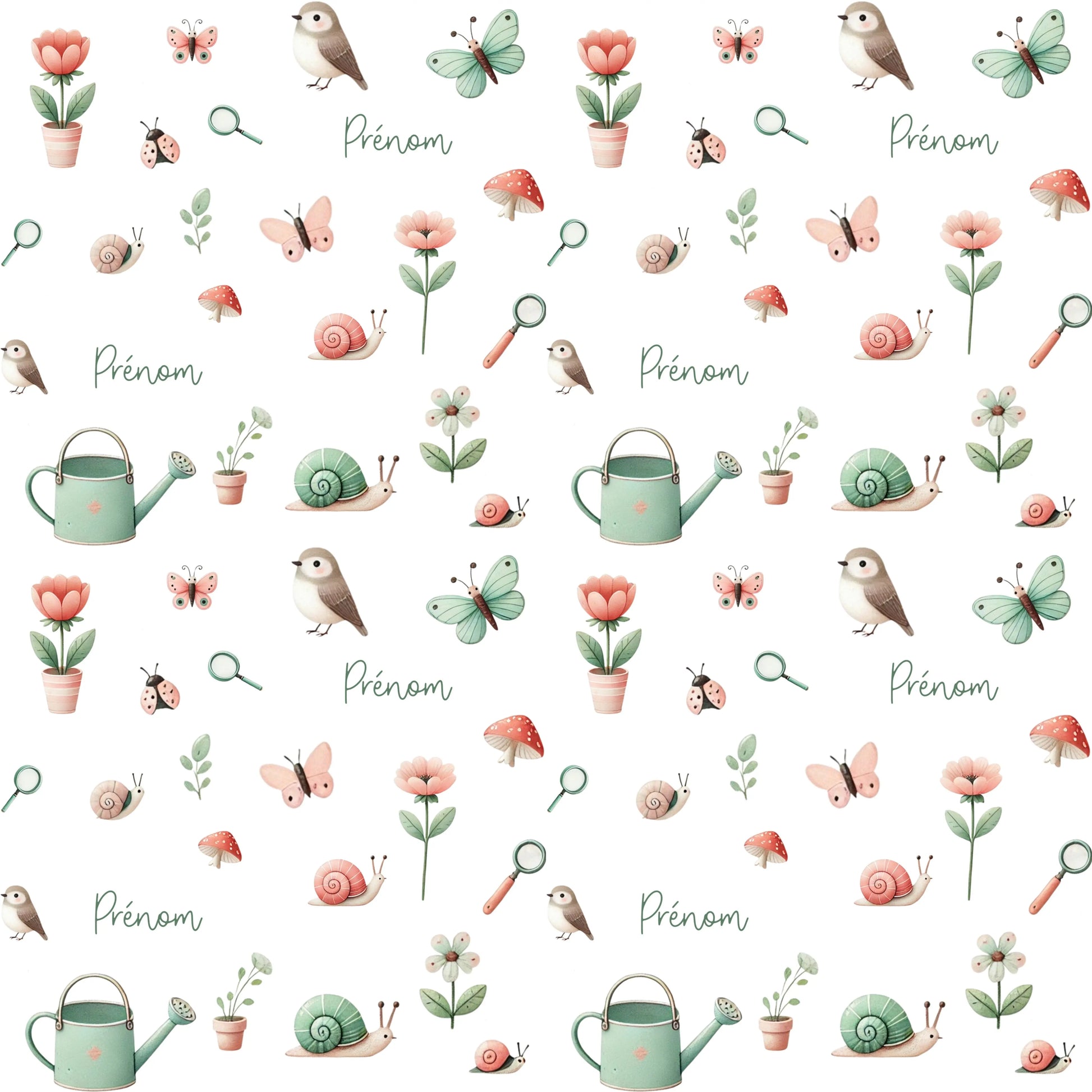 Couverture douce en squish personnalisée - Amis au jardin - Bébé bonheur