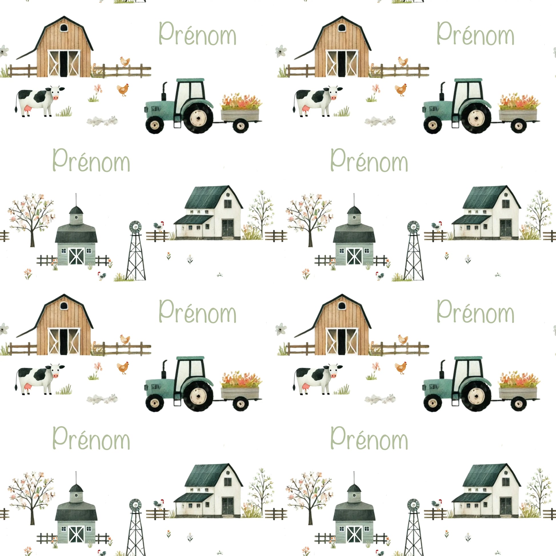 Couverture douce en squish personnalisée - Fermette - Bébé bonheur
