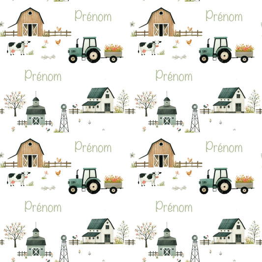 Couverture douce en squish personnalisée - Fermette - Bébé bonheur