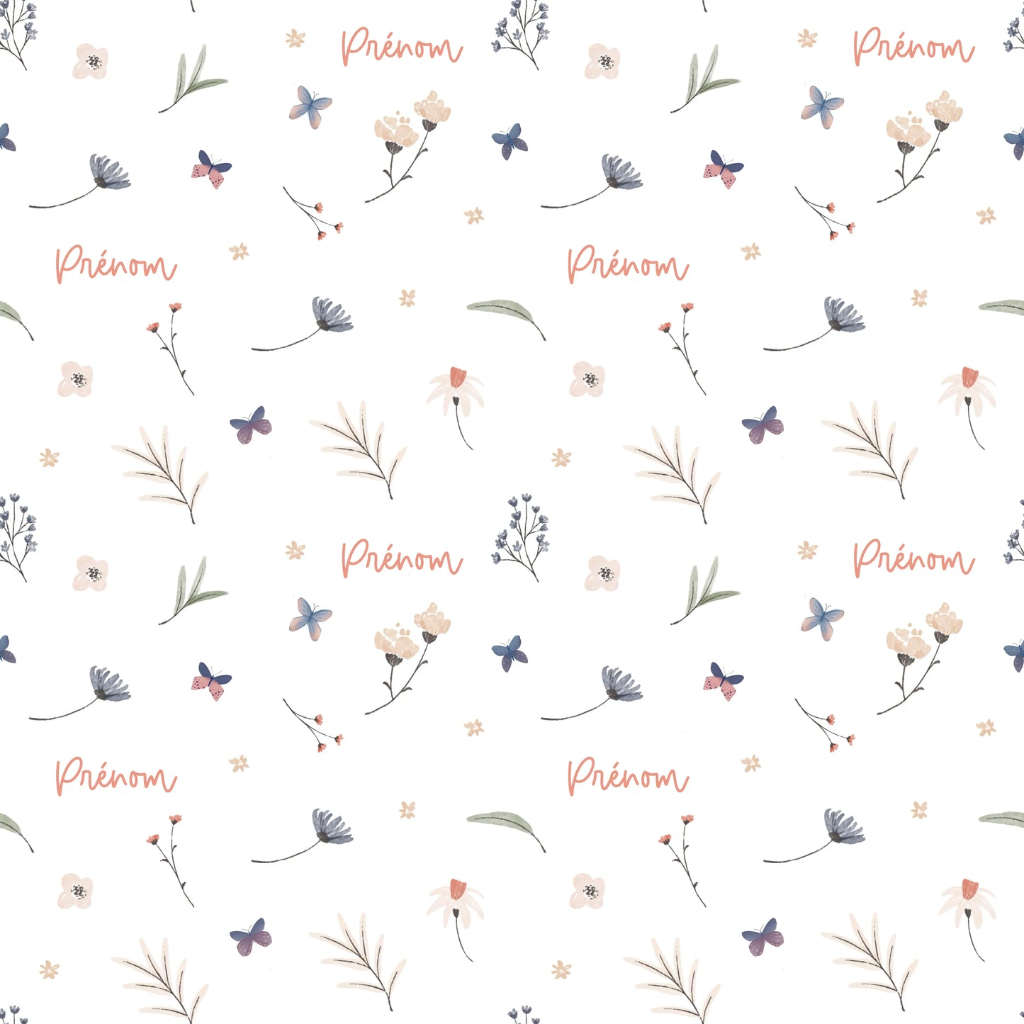 Couverture douce en squish personnalisée - Petites fleurs - Bébé bonheur