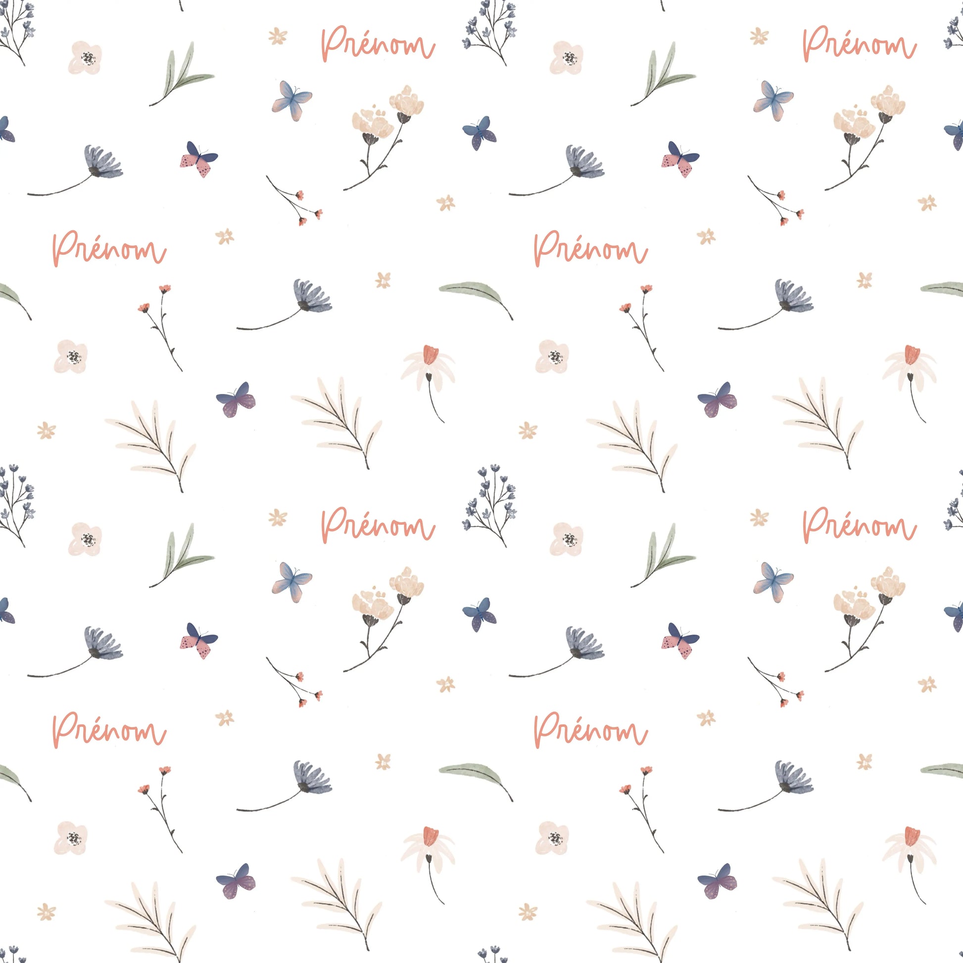 Couverture douce en squish personnalisée - Petites fleurs - Bébé bonheur