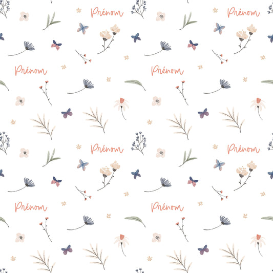 Couverture douce en squish personnalisée - Petites fleurs - Bébé bonheur