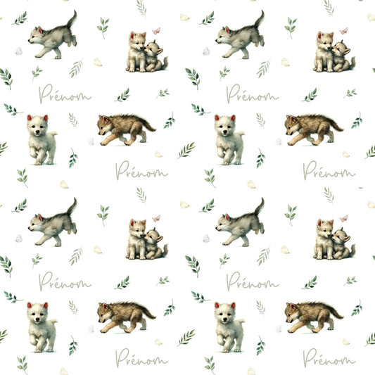 Couverture douce en squish personnalisée - Loups enjoués - Bébé bonheur