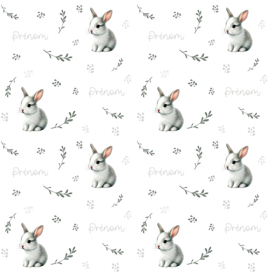 Couverture douce en squish personnalisée - Petits lapins - Bébé bonheur