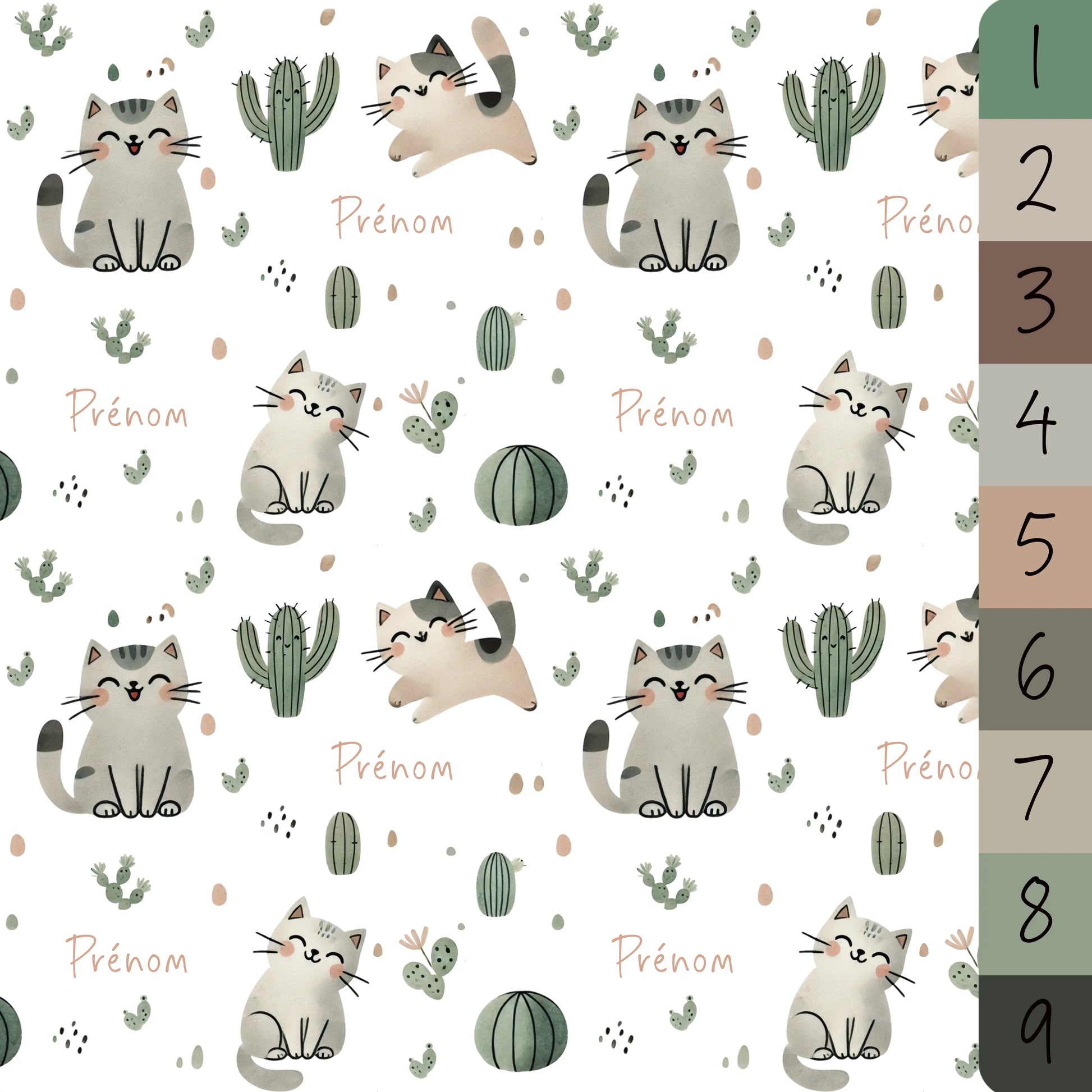 Couverture douce en squish personnalisée - Chatons et cactus - Bébé bonheur