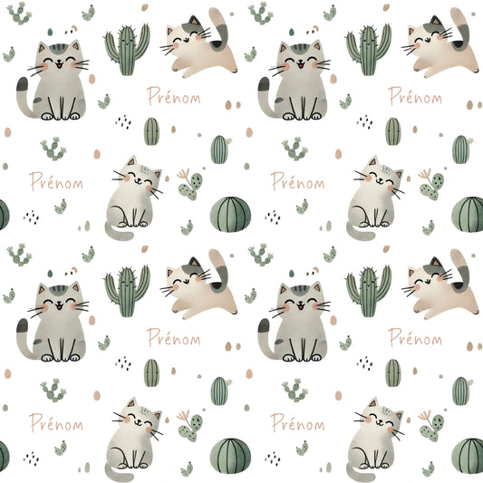 Couverture douce en squish personnalisée - Chatons et cactus - Bébé bonheur