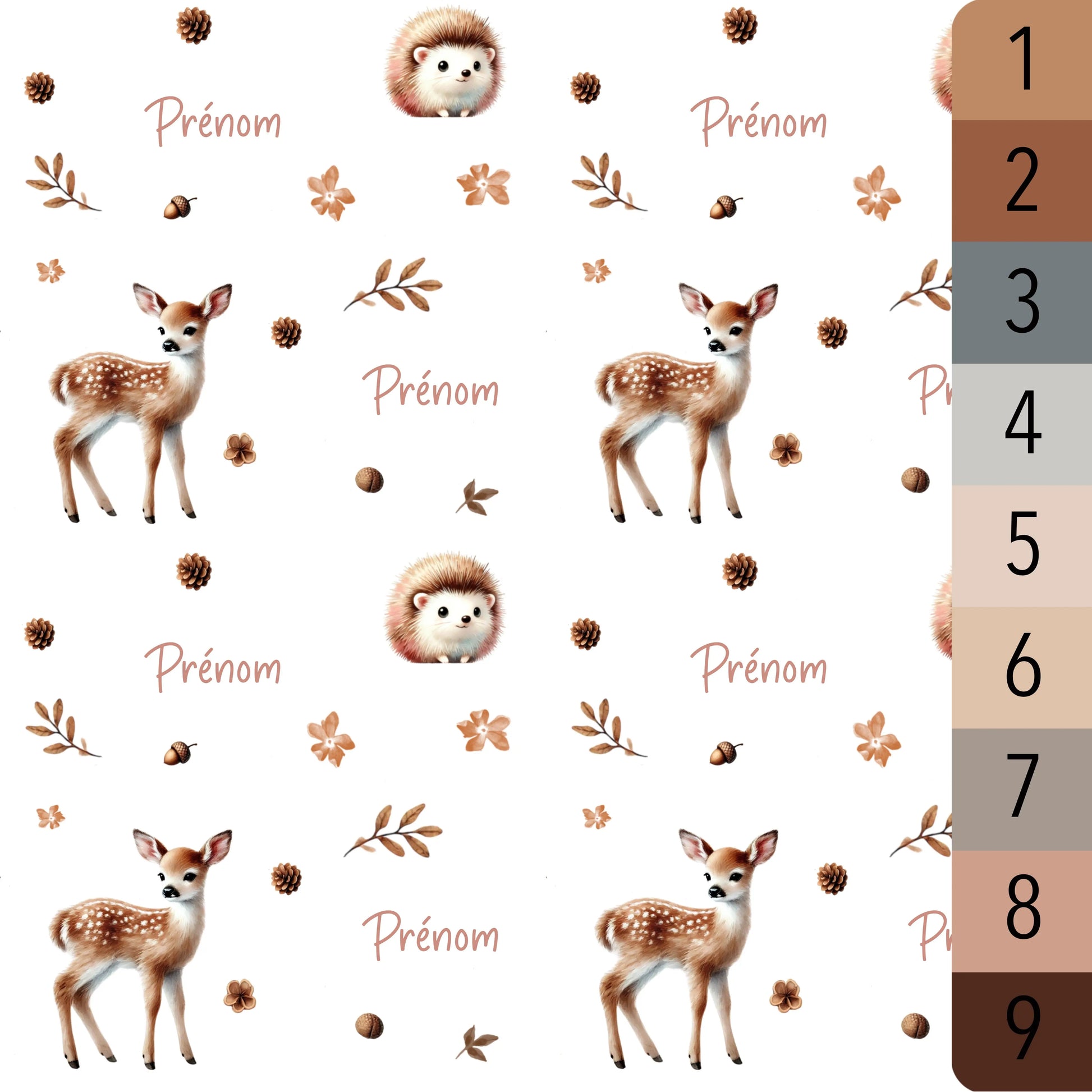 Couverture douce en squish personnalisée - Faon et hérisson - Bébé bonheur