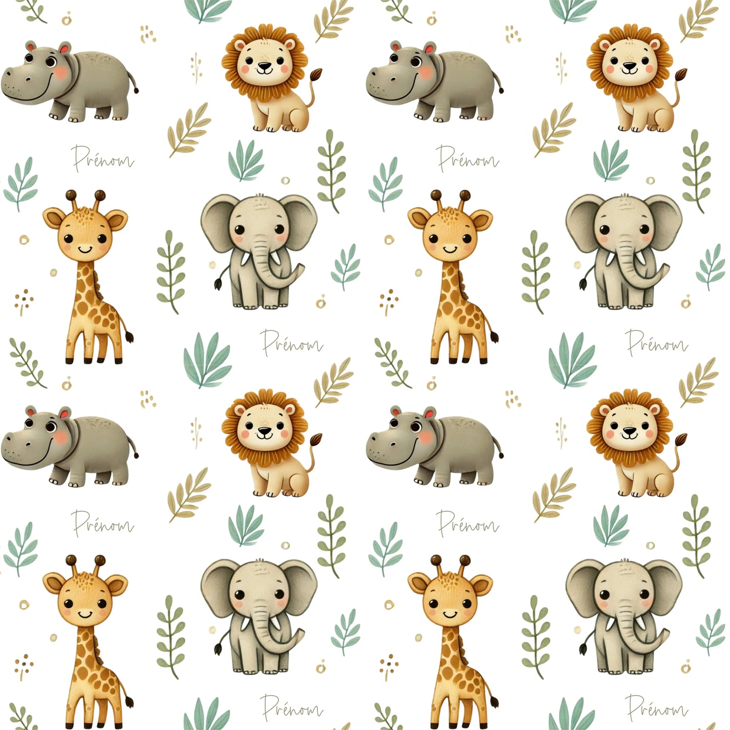 Couverture douce en squish personnalisée - Safari - Bébé bonheur