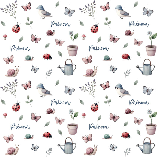 Couverture douce en squish personnalisée - Matin au jardin - Bébé bonheur